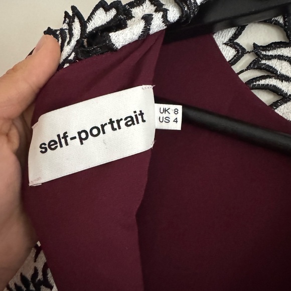 Self-Portrait Black and White Asymmetrical Dress UK8/US4 - Picture 4 of 6